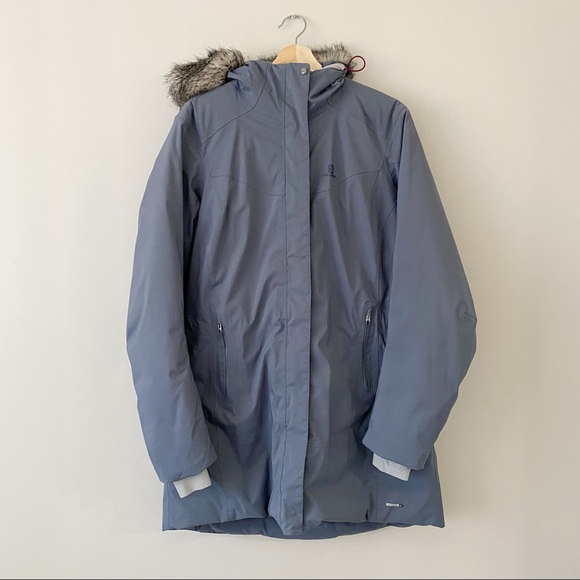 Salomon Jackets & Blazers - Salomon Blue Grey Hooded Down Jacket Parka XL